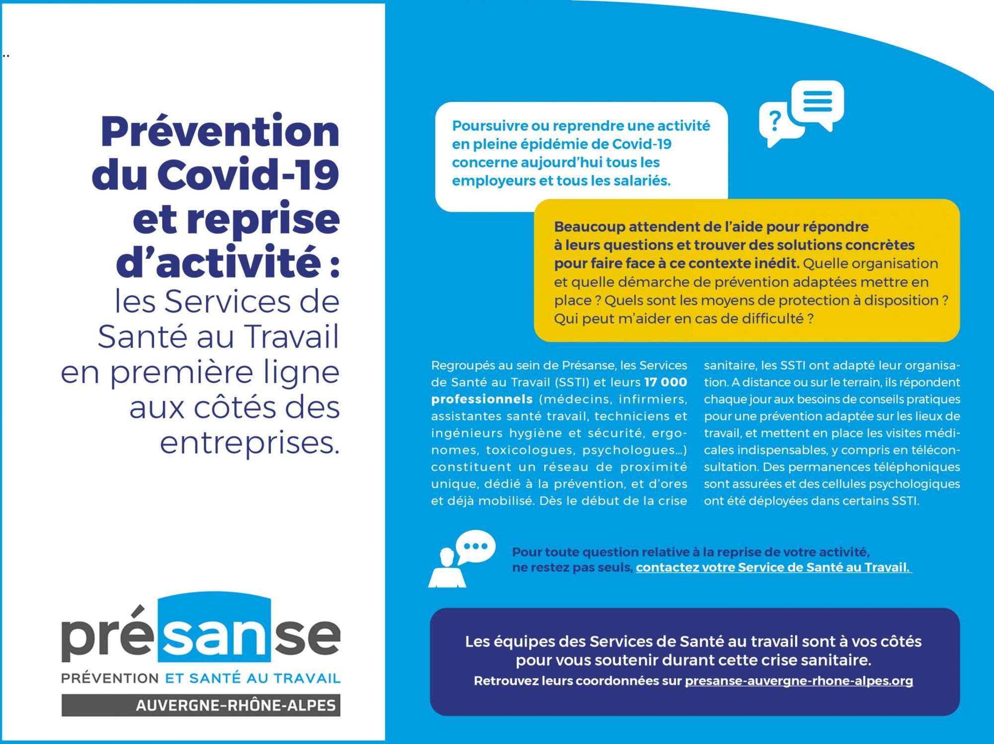COVID-19 : mobilisation de tous les Services de Santé au Travail en Auvergne-Rhône-Alpes